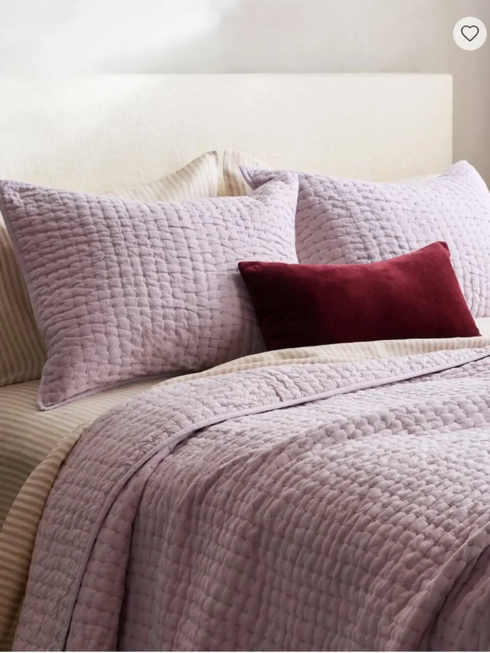 NIB Quince European Linen Cotton Stitch Quilt - Queen - Orchid Purple